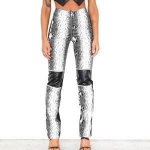 I AM GIA HENDRIX SNAKE LEATHER HIGH WAIST PANTS